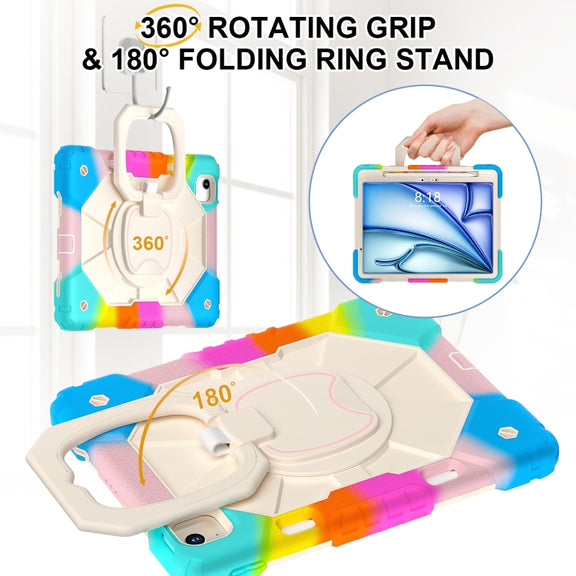 For iPad Air 11 2024 Contrast Color Robot Silicone Hybrid PC Tablet Case(Colorful Blue)