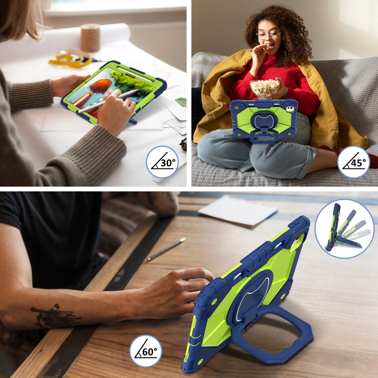 For iPad Pro 11 2024 Contrast Color Robot Silicone Hybrid PC Tablet Case(Navy Yellow Green)