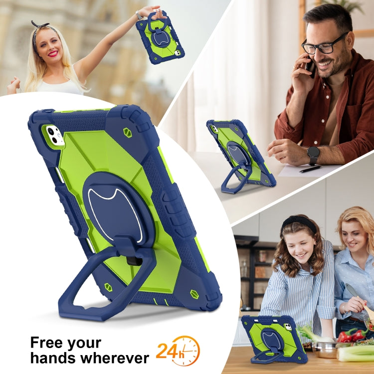 For iPad Pro 11 2024 Contrast Color Robot Silicone Hybrid PC Tablet Case(Navy Yellow Green)