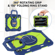 For iPad Pro 11 2024 Contrast Color Robot Silicone Hybrid PC Tablet Case(Navy Yellow Green)
