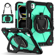 For iPad Pro 11 2024 Contrast Color Robot Silicone Hybrid PC Tablet Case(Black Mint Green)