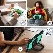 For iPad Pro 11 2024 Contrast Color Robot Silicone Hybrid PC Tablet Case(Black Mint Green)