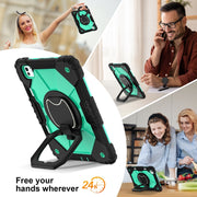 For iPad Pro 11 2024 Contrast Color Robot Silicone Hybrid PC Tablet Case(Black Mint Green)