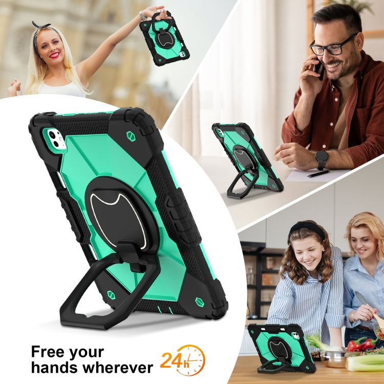 For iPad Pro 11 2024 Contrast Color Robot Silicone Hybrid PC Tablet Case(Black Mint Green)