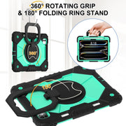 For iPad Pro 11 2024 Contrast Color Robot Silicone Hybrid PC Tablet Case(Black Mint Green)