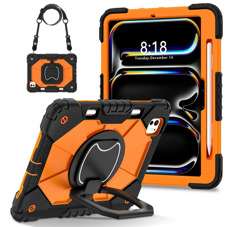 For iPad Pro 11 2024 Contrast Color Robot Silicone Hybrid PC Tablet Case(Black Orange)