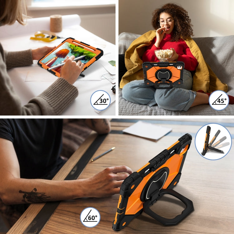 For iPad Pro 11 2024 Contrast Color Robot Silicone Hybrid PC Tablet Case(Black Orange)