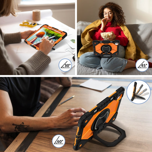 For iPad Pro 11 2024 Contrast Color Robot Silicone Hybrid PC Tablet Case(Black Orange)
