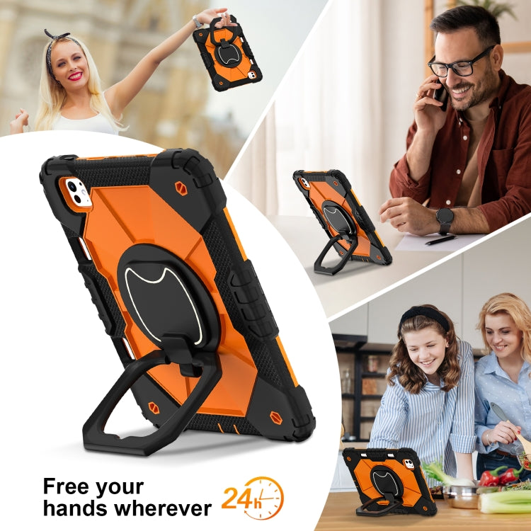 For iPad Pro 11 2024 Contrast Color Robot Silicone Hybrid PC Tablet Case(Black Orange)