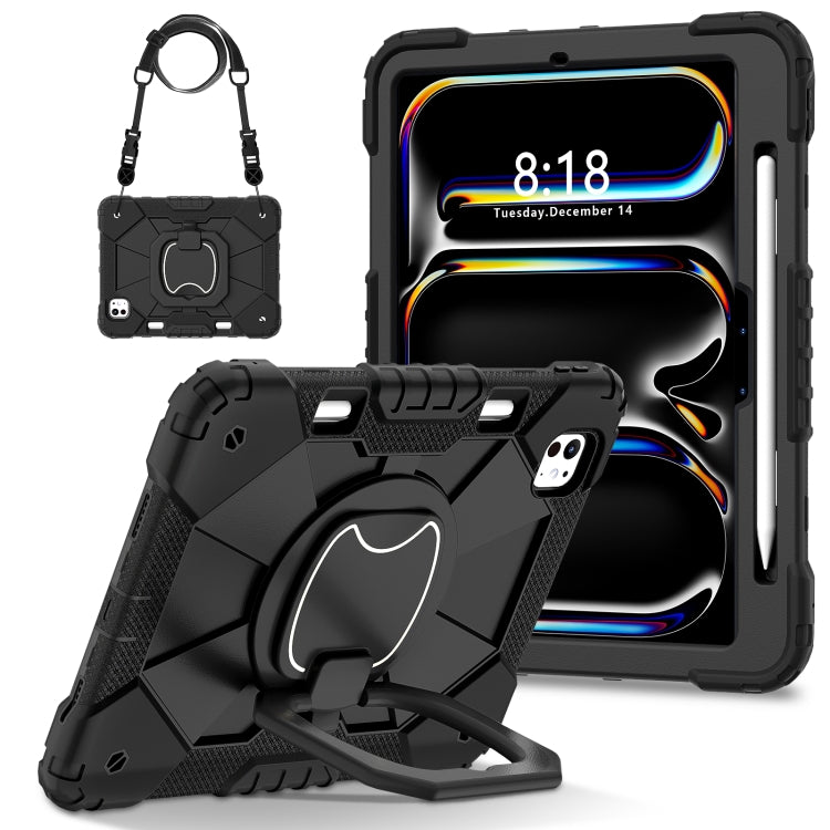 For iPad Pro 11 2024 Contrast Color Robot Silicone Hybrid PC Tablet Case(Black)