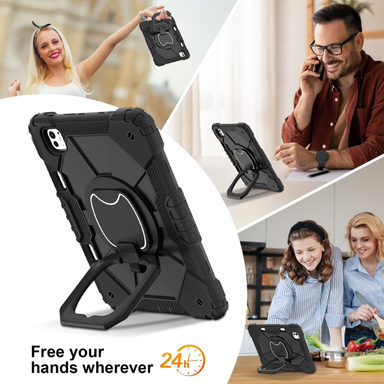 For iPad Pro 11 2024 Contrast Color Robot Silicone Hybrid PC Tablet Case(Black)