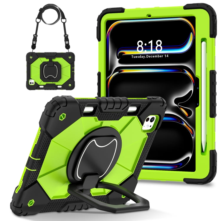 For iPad Pro 11 2024 Contrast Color Robot Silicone Hybrid PC Tablet Case(Black Yellow Green)