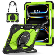 For iPad Pro 11 2024 Contrast Color Robot Silicone Hybrid PC Tablet Case(Black Yellow Green)