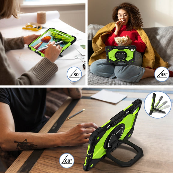 For iPad Pro 11 2024 Contrast Color Robot Silicone Hybrid PC Tablet Case(Black Yellow Green)