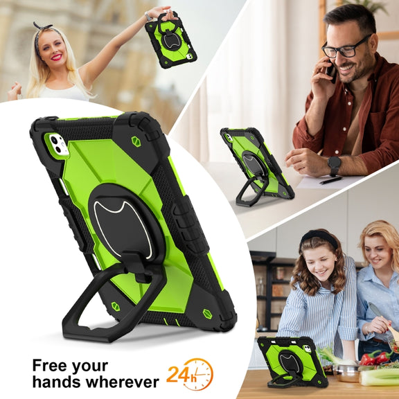 For iPad Pro 11 2024 Contrast Color Robot Silicone Hybrid PC Tablet Case(Black Yellow Green)