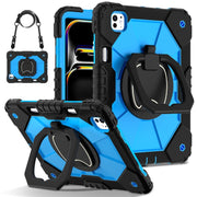 For iPad Pro 11 2024 Contrast Color Robot Silicone Hybrid PC Tablet Case(Black Blue)