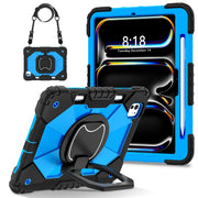 For iPad Pro 11 2024 Contrast Color Robot Silicone Hybrid PC Tablet Case(Black Blue)
