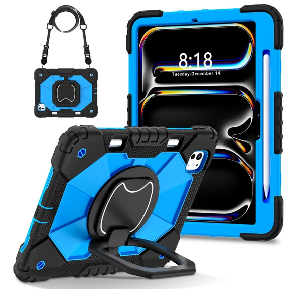 For iPad Pro 11 2024 Contrast Color Robot Silicone Hybrid PC Tablet Case(Black Blue)