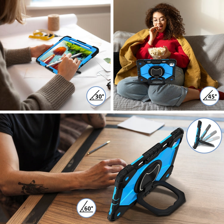 For iPad Pro 11 2024 Contrast Color Robot Silicone Hybrid PC Tablet Case(Black Blue)