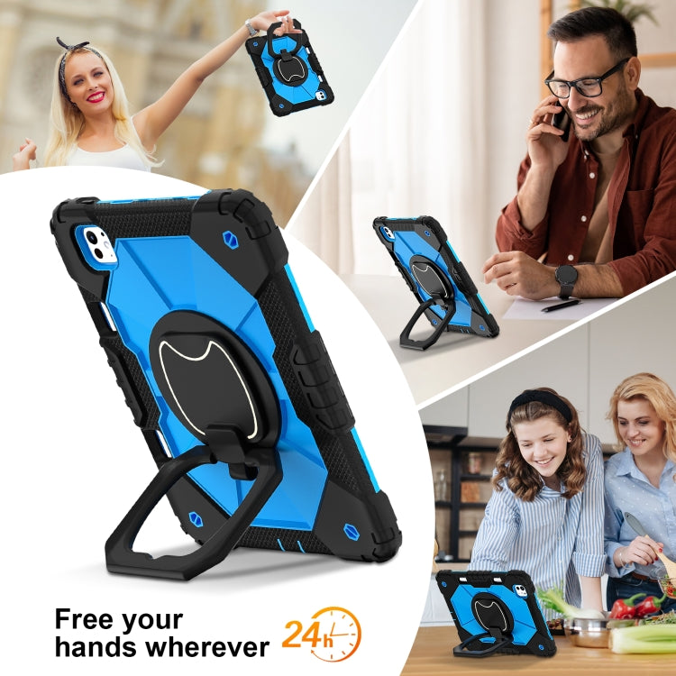 For iPad Pro 11 2024 Contrast Color Robot Silicone Hybrid PC Tablet Case(Black Blue)