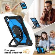 For iPad Pro 11 2024 Contrast Color Robot Silicone Hybrid PC Tablet Case(Black Blue)