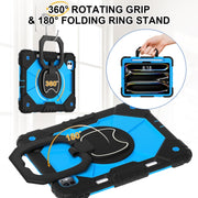For iPad Pro 11 2024 Contrast Color Robot Silicone Hybrid PC Tablet Case(Black Blue)