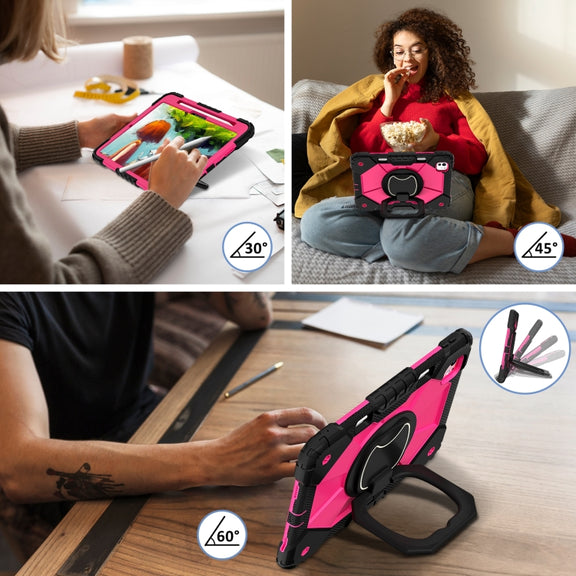 For iPad Pro 11 2024 Contrast Color Robot Silicone Hybrid PC Tablet Case(Black Rose Red)