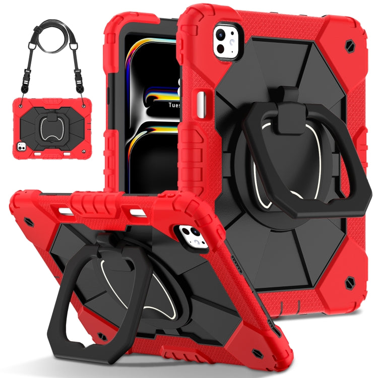 For iPad Pro 11 2024 Contrast Color Robot Silicone Hybrid PC Tablet Case(Red Black)