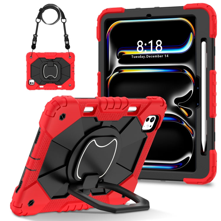 For iPad Pro 11 2024 Contrast Color Robot Silicone Hybrid PC Tablet Case(Red Black)