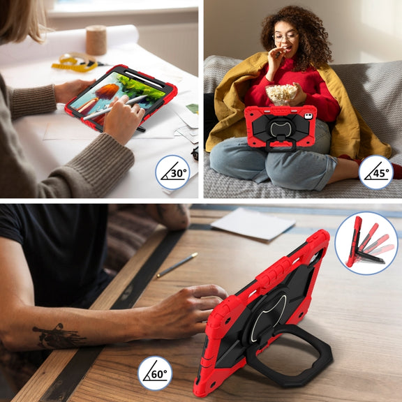 For iPad Pro 11 2024 Contrast Color Robot Silicone Hybrid PC Tablet Case(Red Black)