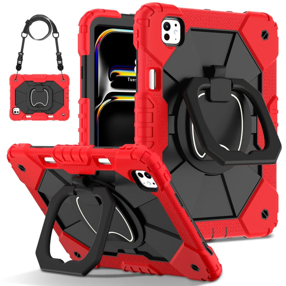 For iPad Pro 11 2024 Contrast Color Robot Silicone Hybrid PC Tablet Case(Red Black)