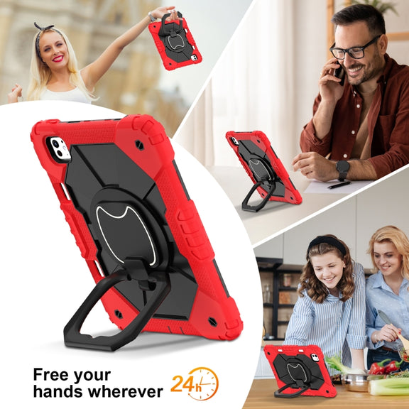 For iPad Pro 11 2024 Contrast Color Robot Silicone Hybrid PC Tablet Case(Red Black)