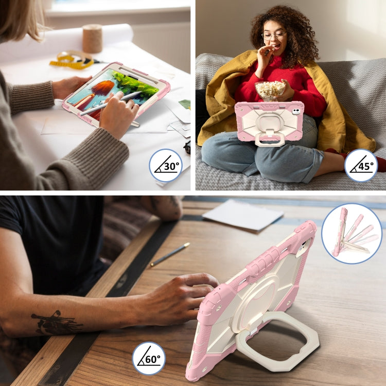 For iPad Pro 11 2024 Contrast Color Robot Silicone Hybrid PC Tablet Case(Rose Gold Beige)