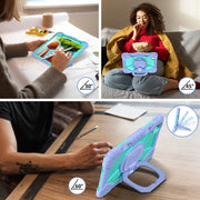 For iPad Pro 11 2024 Contrast Color Robot Silicone Hybrid PC Tablet Case(Purple Mint Green)