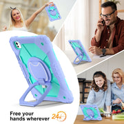 For iPad Pro 11 2024 Contrast Color Robot Silicone Hybrid PC Tablet Case(Purple Mint Green)