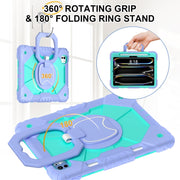 For iPad Pro 11 2024 Contrast Color Robot Silicone Hybrid PC Tablet Case(Purple Mint Green)