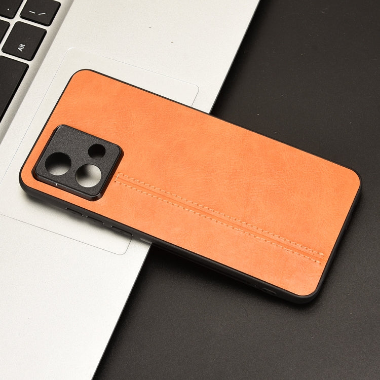 For Motorola Moto G84 5G Cow Pattern Sewing Back Cover Phone Case(Orange)