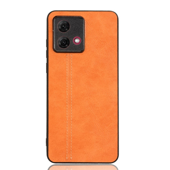 For Motorola Moto G84 5G Cow Pattern Sewing Back Cover Phone Case(Orange)