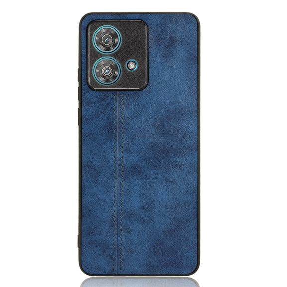For Motorola Edge 40 Neo 5G Cow Pattern Sewing Back Cover Phone Case(Blue)