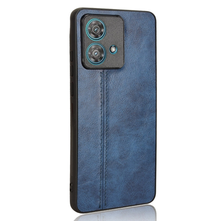 For Motorola Edge 40 Neo 5G Cow Pattern Sewing Back Cover Phone Case(Blue)