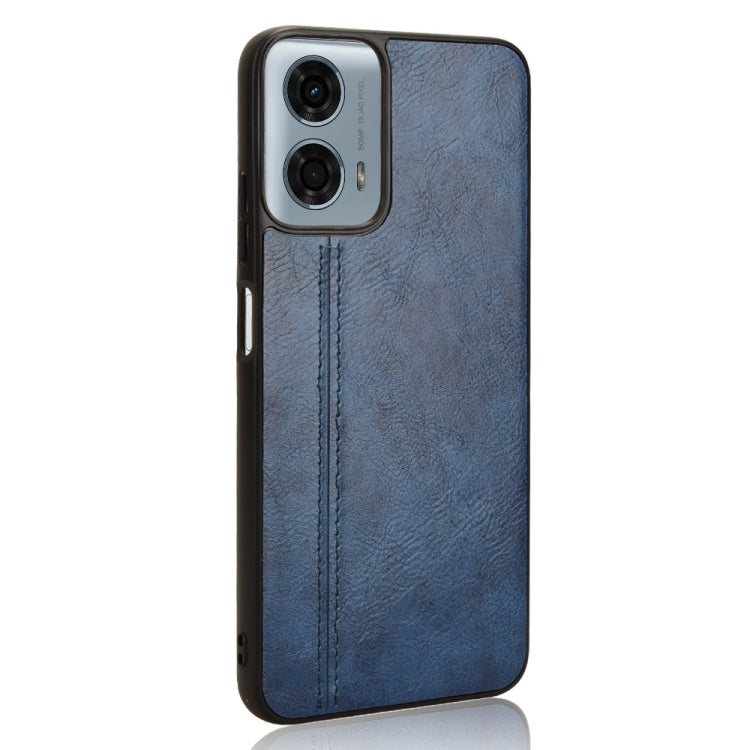 For Motorola Moto G Power 5G 2024 Cow Pattern Sewing Back Cover Phone Case(Blue)