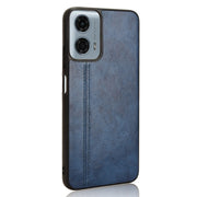 For Motorola Moto G Power 5G 2024 Cow Pattern Sewing Back Cover Phone Case(Blue)