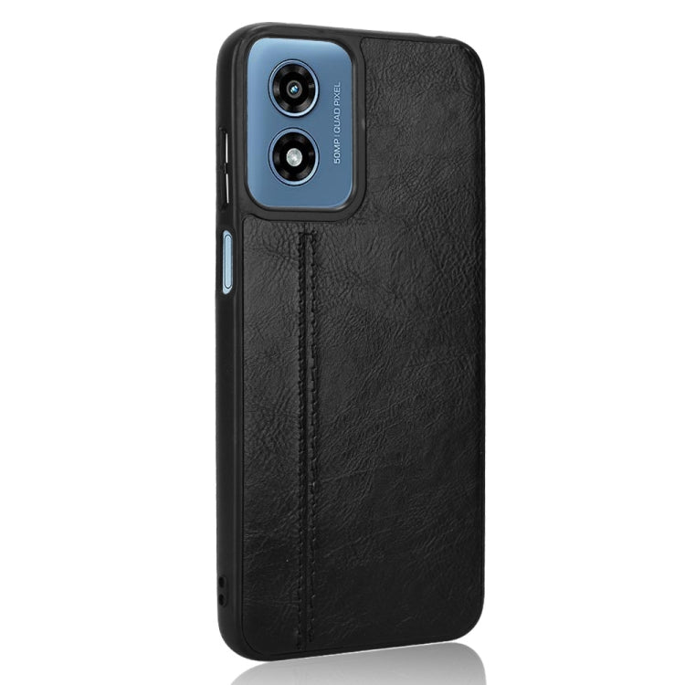 For Motorola Moto G Play 4G 2024 Cow Pattern Sewing Back Cover Phone Case(Black)