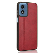 For Motorola Moto G Play 4G 2024 Cow Pattern Sewing Back Cover Phone Case(Red)