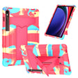 For Samsung Galaxy Tab S9 FE / S9 T Holder Robot Silicone Hybrid PC Tablet Case(Camouflage Rose Red) - Galaxy Tab S9 Cases by PMC TechLife | Online Shopping South Africa | PMC TechLife