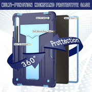 For Samsung Galaxy Tab S9 FE / S9 T Holder Robot Silicone Hybrid PC Tablet Case(Navy Blue Blue)