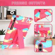 For Samsung Galaxy Tab S9 FE+ / S9+ T Holder Robot Silicone Hybrid PC Tablet Case(Camouflage Rose Red)