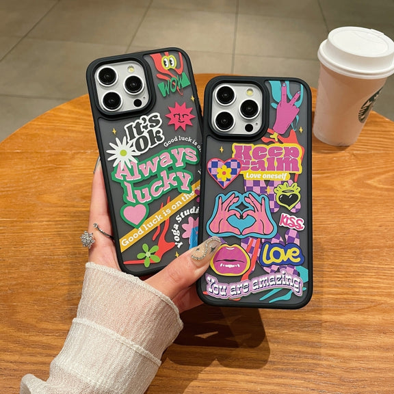 For iPhone 15 Trendy Graffiti Noctilucent Phone Cases(Make Money)