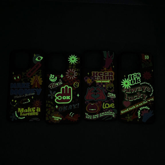 For iPhone 15 Trendy Graffiti Noctilucent Phone Cases(Make Money)