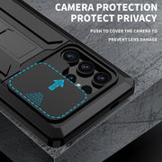 For Samsung Galaxy S24 Ultra 5G R-JUST Sliding Camera Life Water-resistant Holder Phone Case(Black)